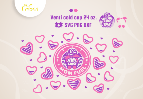 Hearts Messy Bun Mom Fuel Glasses: Graphics for Crafts